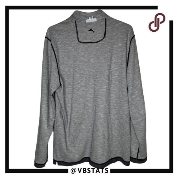 Tommy Bahama Reversible Gray / Charcoal Long Sleeve Zip Top in Size Large Tall - Picture 3 of 7